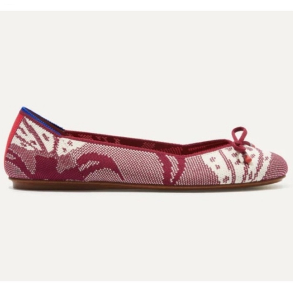 Rothy's Botanical Burgundy Bow The Flat Round Toe - Picture 3 of 9